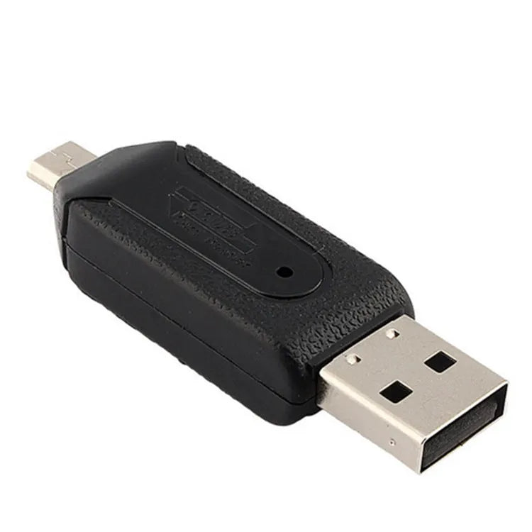 OTG dual-purpose card reader in white with USB 2.0 connector for SD and TF memory cards