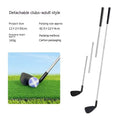 Silver metal golf club set showing adult and children's size options for outdoor practice