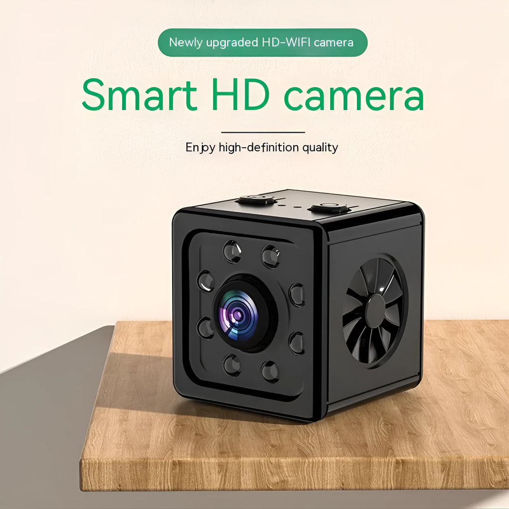 Black cube-shaped K13 network sports camera with mounting bracket