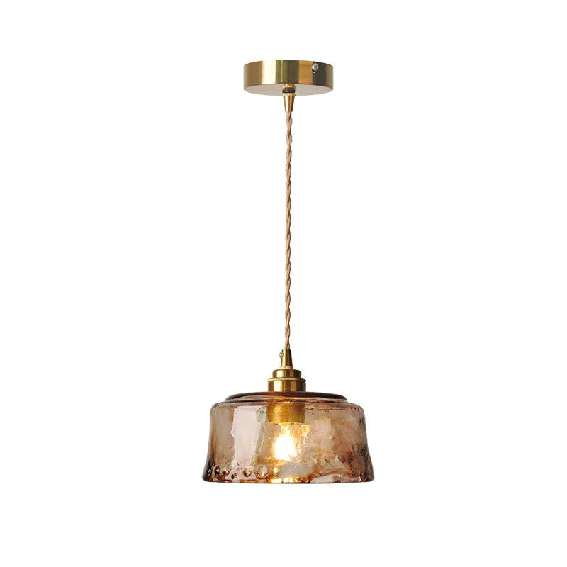 Nordic retro style brass and glass pendant chandelier with large hole design for commercial bars and restaurants