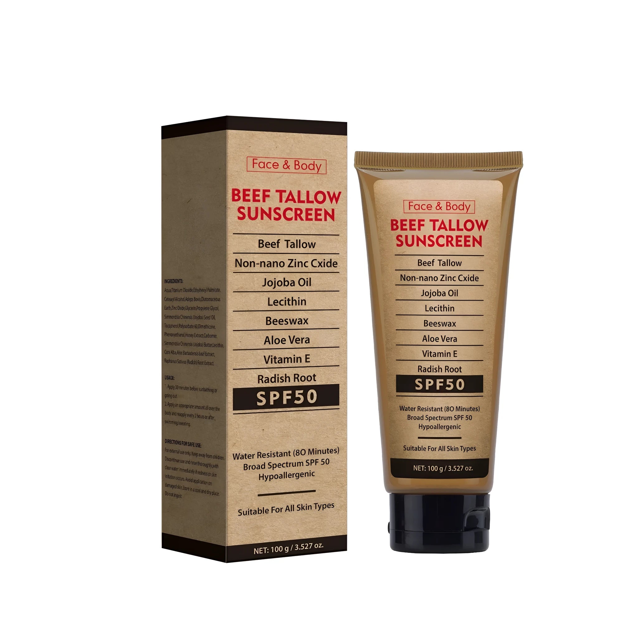 100g tube of organic grass-fed butter waterproof protective cream with moisturising and oil control properties
