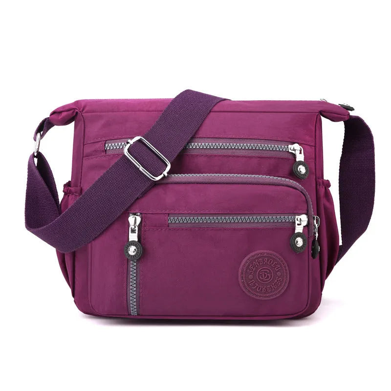 Nylon messenger bag square vertical design soft fabric single shoulder strap multiple colour options