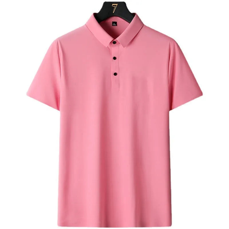 Man wearing a solid colour non-ironing short sleeve business casual shirt in a professional setting.