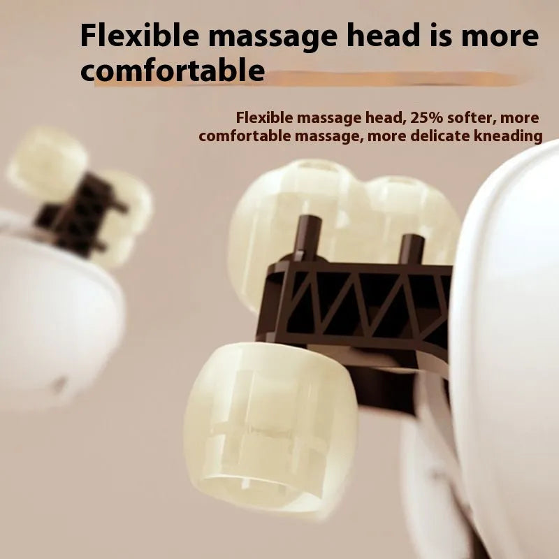 Blue rechargeable electric neck and shoulder massager in a folded position.