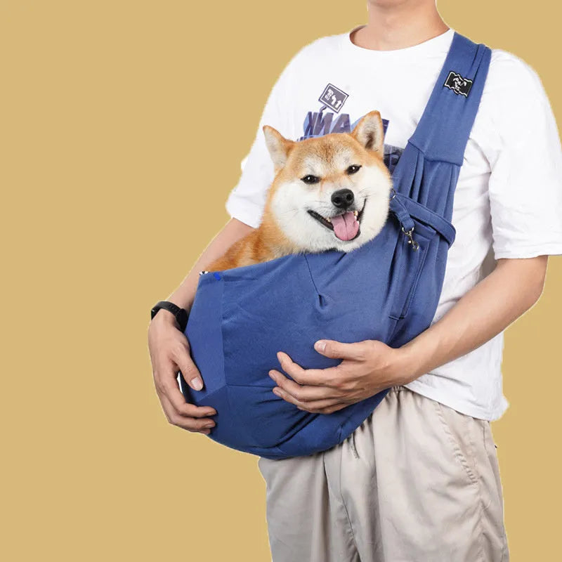 Folding cat messenger backpack with mesh panels shown in one of six colour options.
