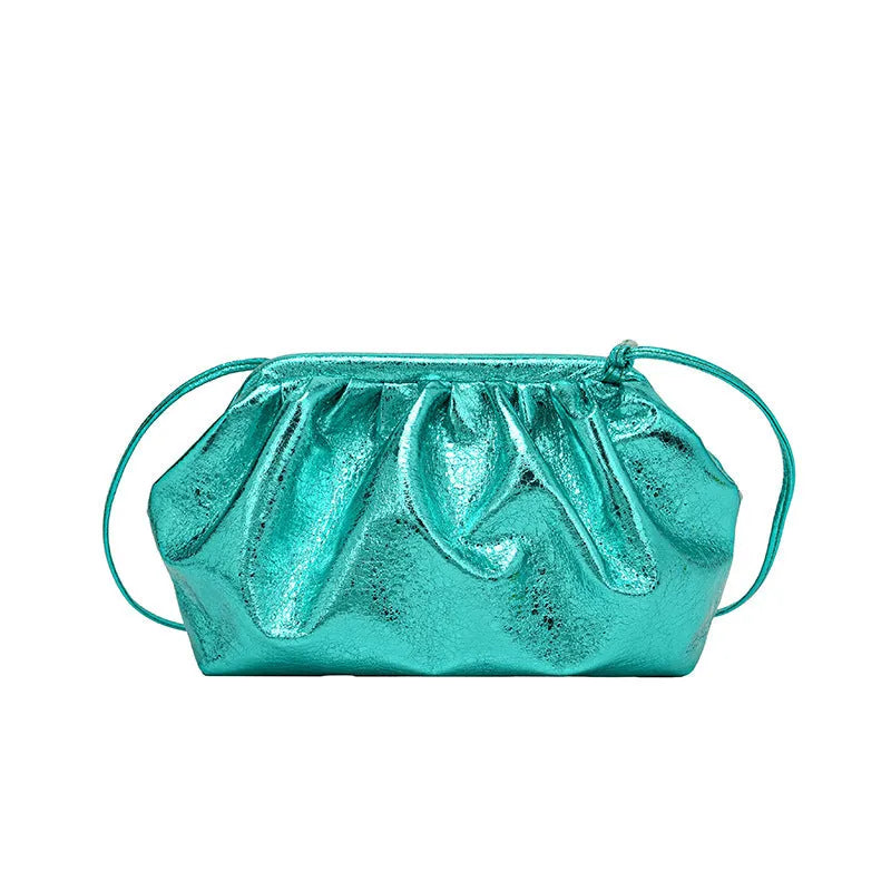 PU leather hair clip shoulder crossbody bag in shell shape design showing internal organisation compartments