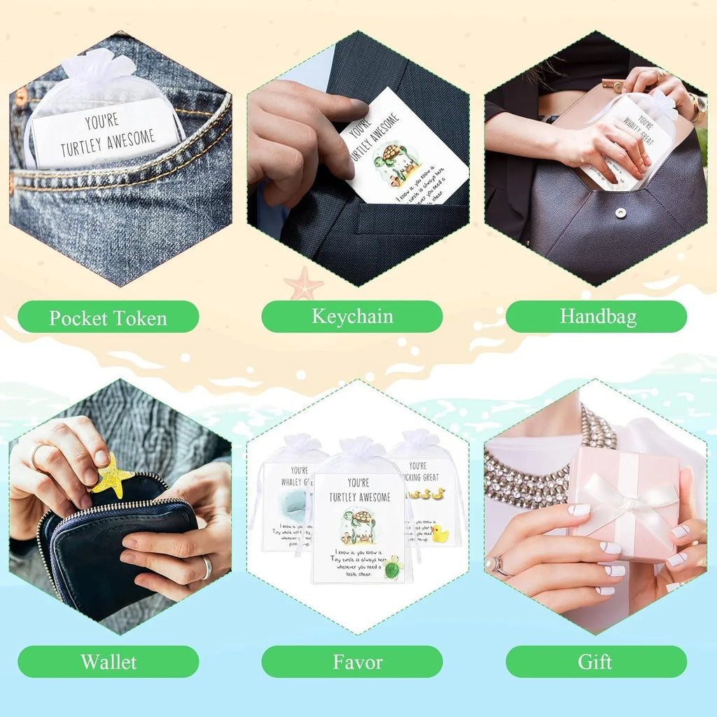 Set of resin-finish inspirational memo cards with pun designs, arranged showing multiple cards.