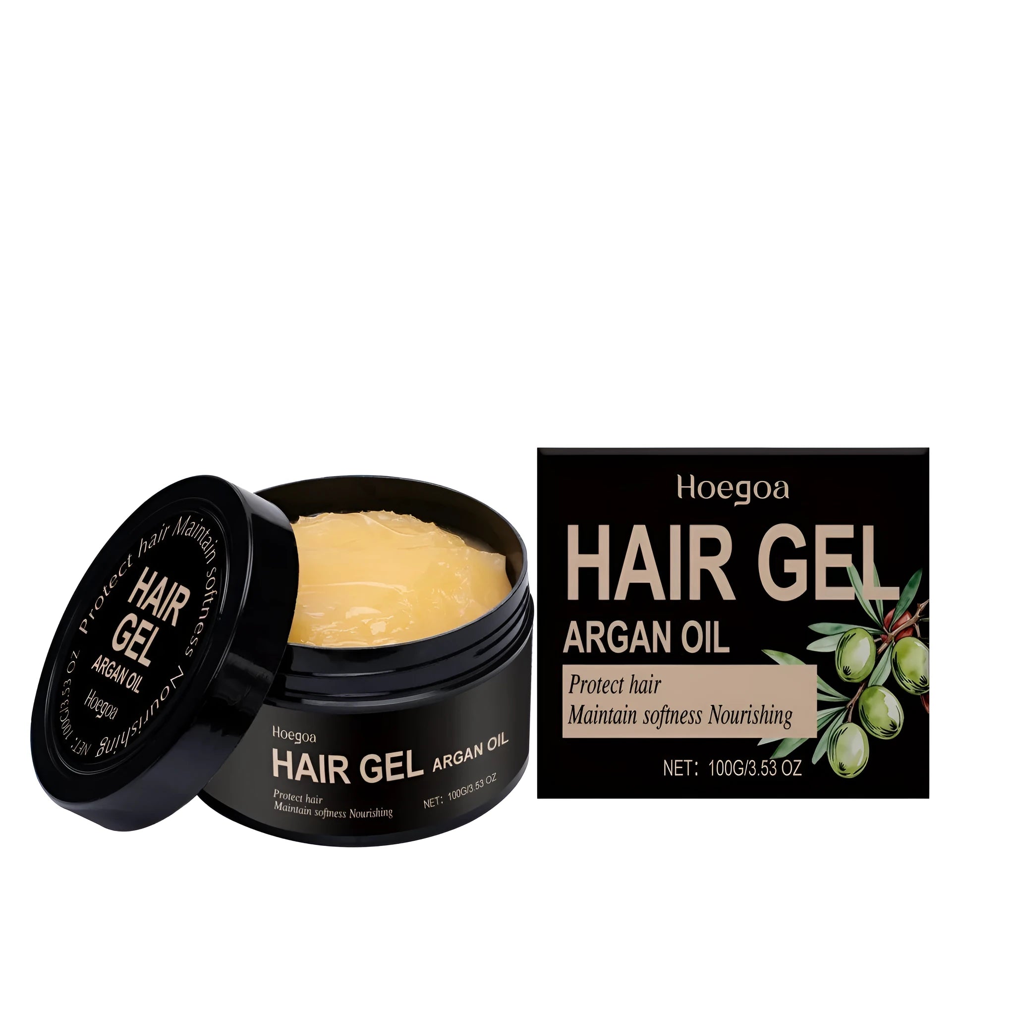 100ml bottle of Moroccan nut oil setting gel for hair styling