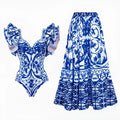 Women's printed one-piece swimsuit in polyester fabric available in multiple colours and sizes