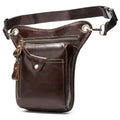 Men's brown crazy horse leather vintage satchel bag with flap closure