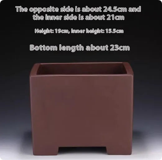 Square purple clay succulent bonsai pot in classical style on tabletop