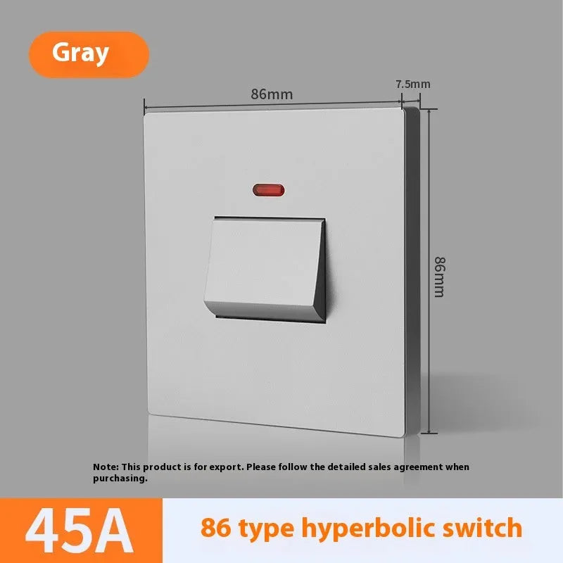 Curved rack wall switch with light panel indicator for water heater and air conditioner control