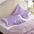 Satin cloth solid colour pillowcase pair in polyester fibre with plain weave finish