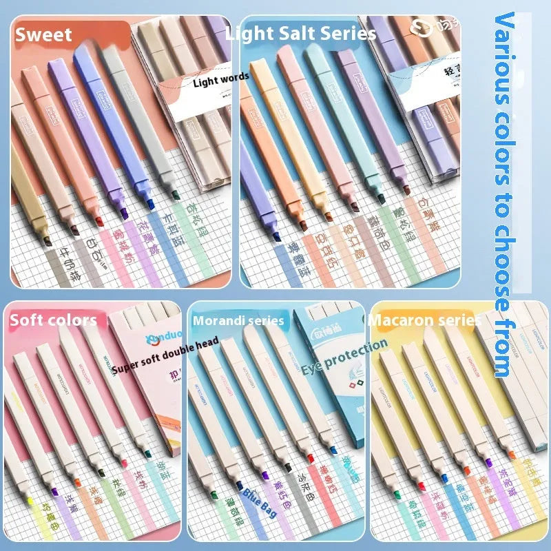 Double-ended fluorescent marking pens in mixed colour pack and themed Salt and Sweet series.