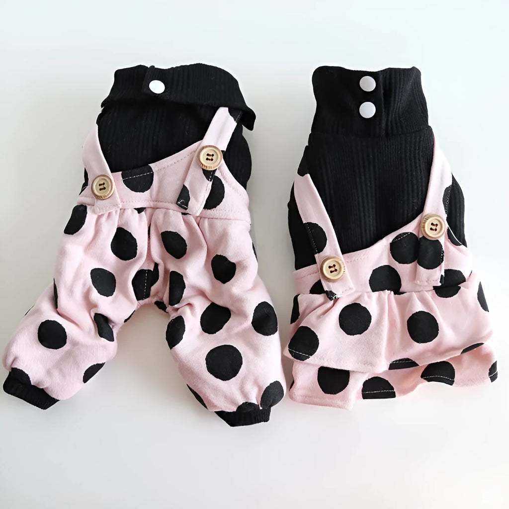 Pet couple clothes with lapel shoulder strap design for dogs in XS to XL sizes