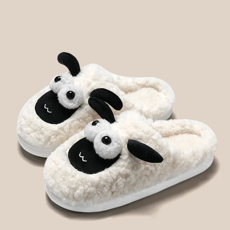 Lamb thermal cotton slip-on slippers in suede upper with sewn PVC sole