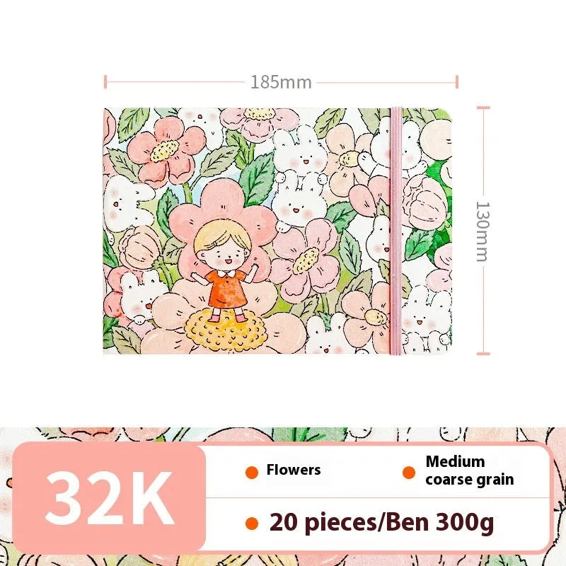 Feiluniao handmade fabric watercolour notebook with artistic cover design, 185mm length for portable sketching