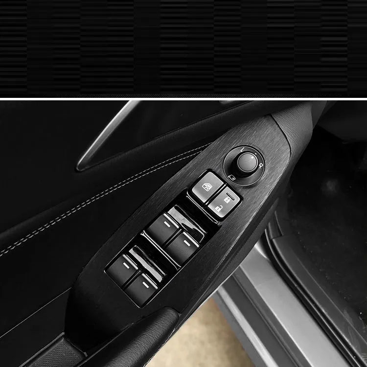 Car interior decorative sticker kit for centre console and dashboard modification with model-specific pieces