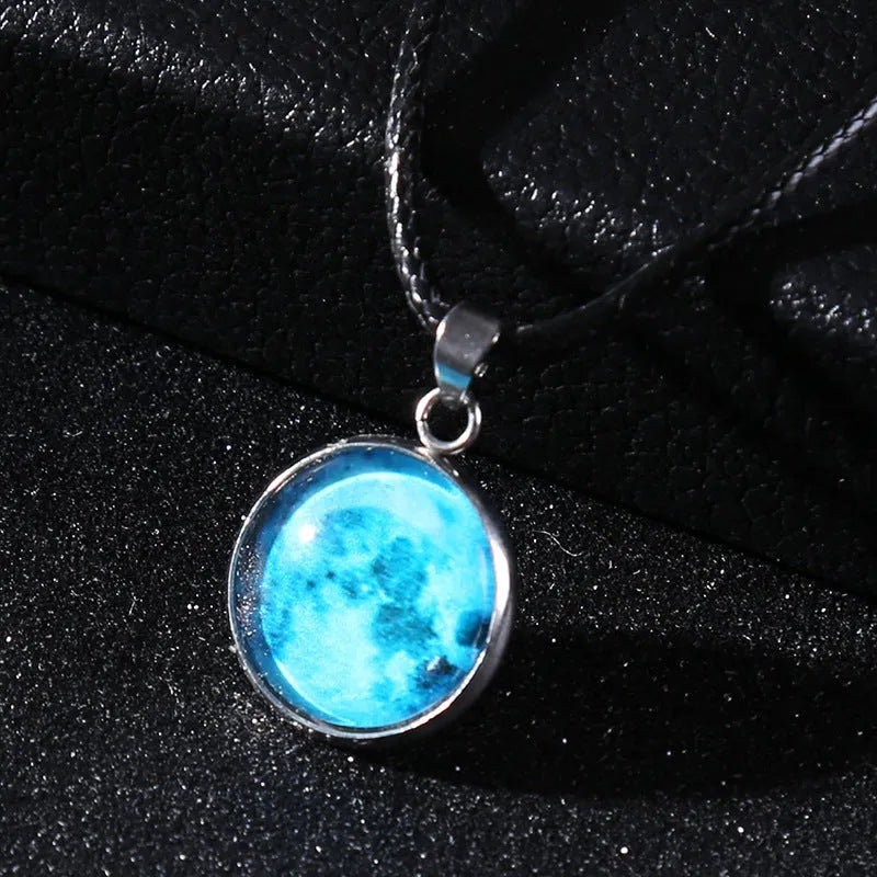 Christmas constellation glass pendant necklace with luminous alloy chain in one of ten colour options