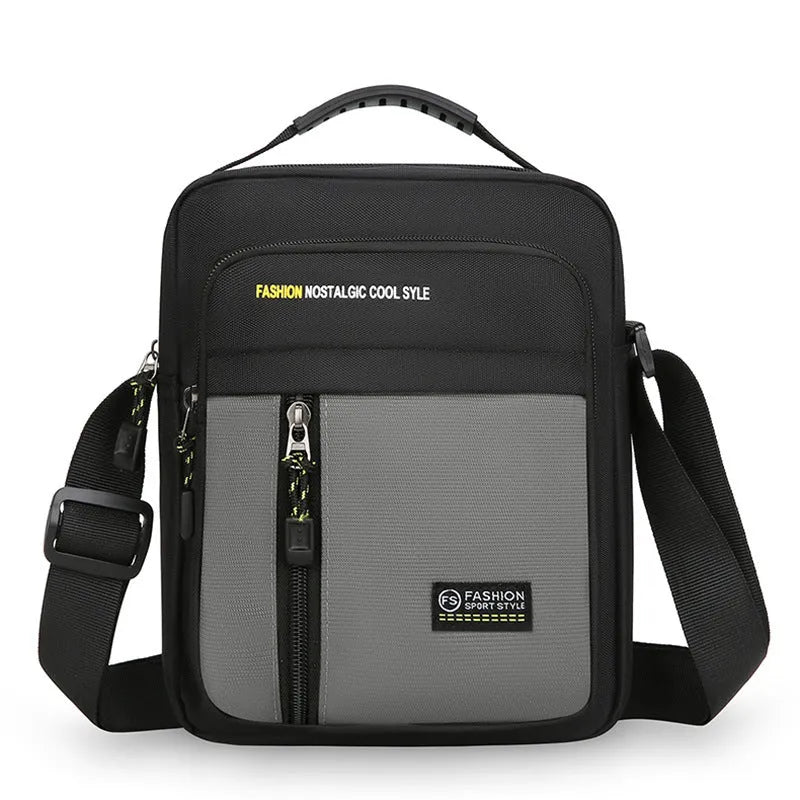 Men's casual nylon messenger bag in crossbody design available in four colour options