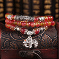 Handmade watermelon crystal bracelet with Chinese knot and geometric beads in two size options