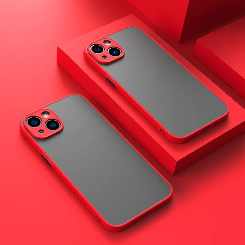 Frost hard iPhone protective case with fine hole pattern for skin-sensing, shown in dark night green colour