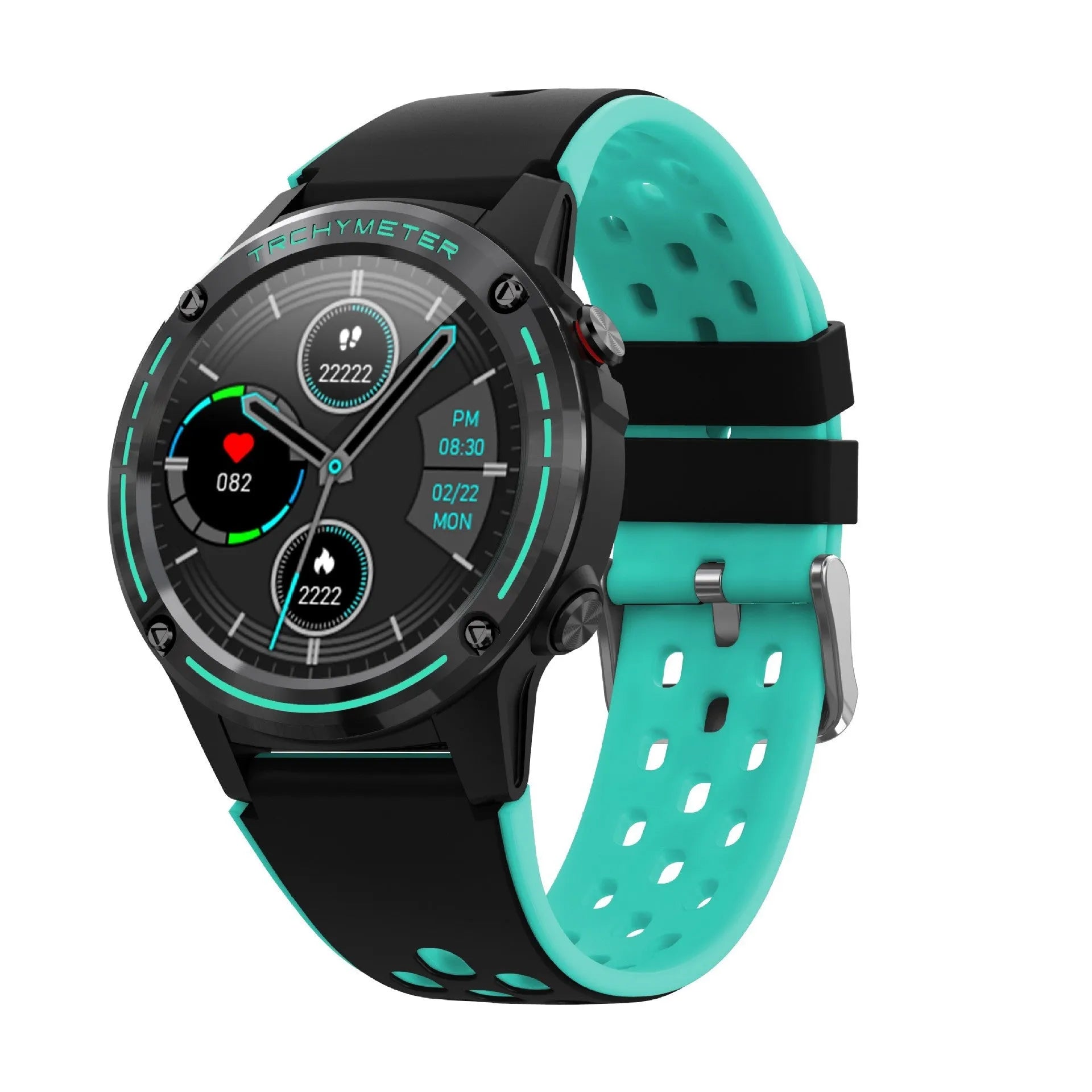 GPS smart watch with silicone sports bracelet in four colour options