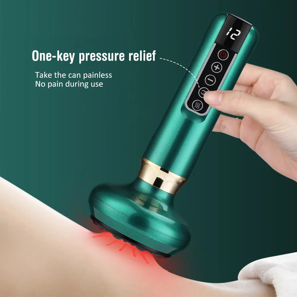 Green electric vacuum cupping gua sha massager with USB charger
