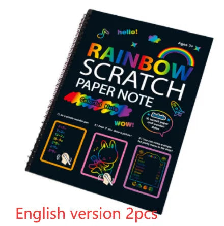Children's large 26x19cm colourful scratch art paper with scraper tool for DIY painting