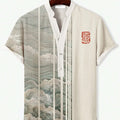 Men's 3D digital animal print short sleeve shirt in polyester fabric showing vibrant design