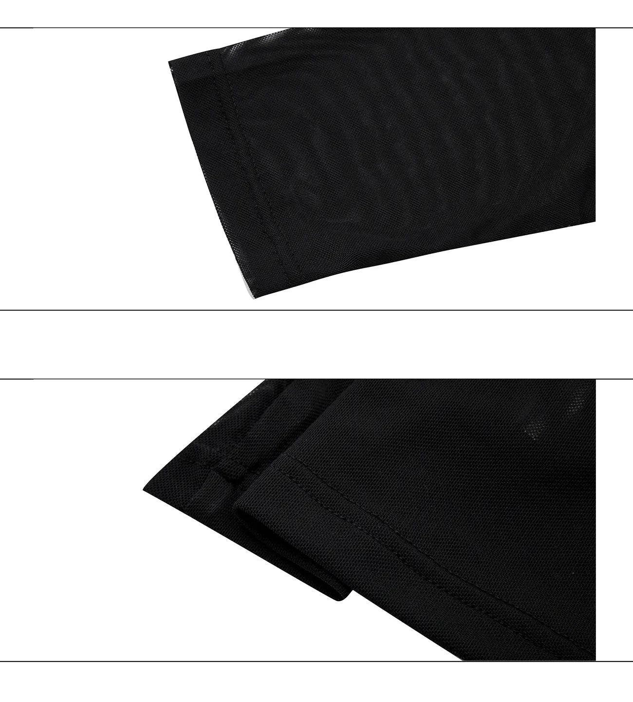 Niche mesh slim fit long sleeve shirt in black and white on a mannequin