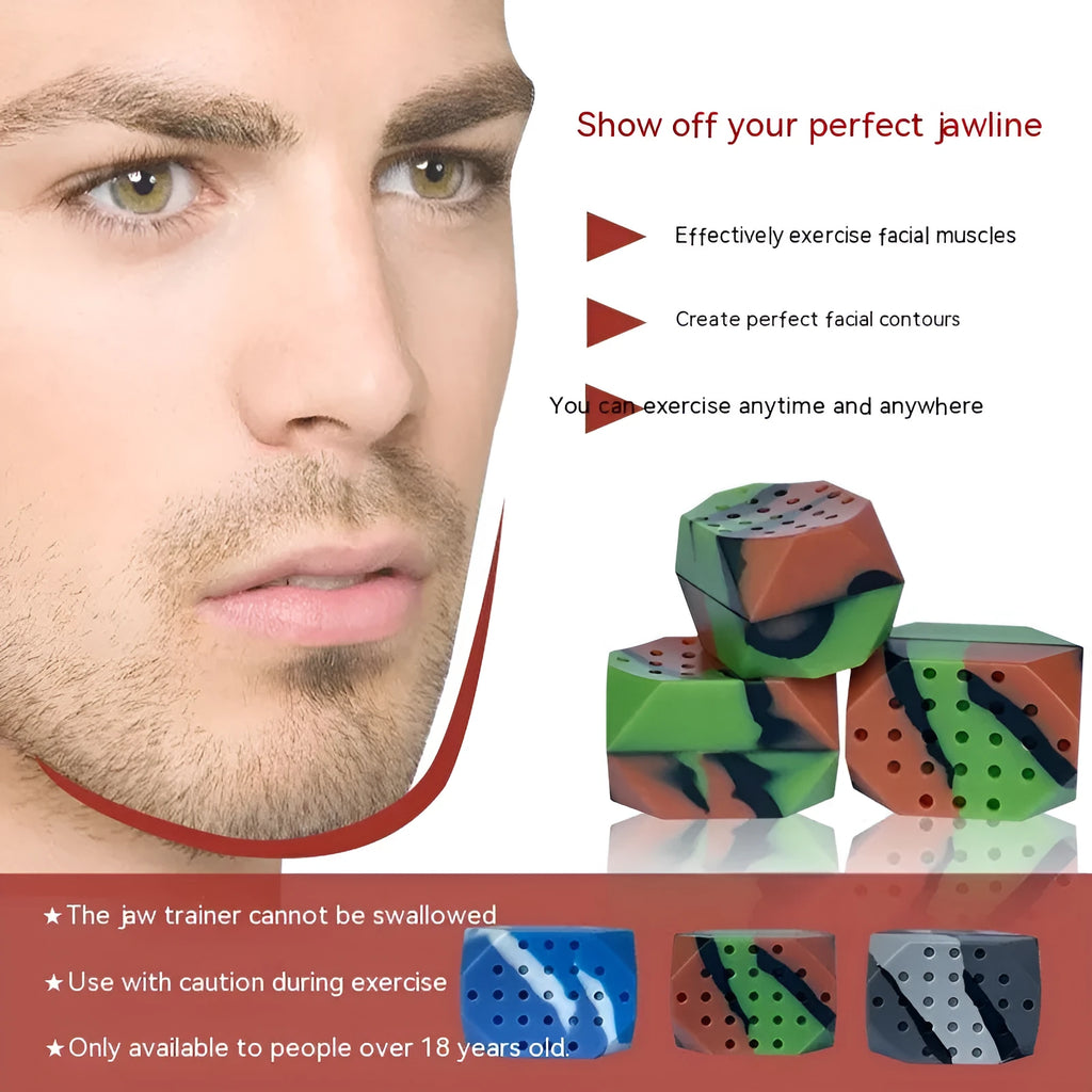 Camouflage silicone jaw training balls for facial muscle exercise in transparent two-pack packaging