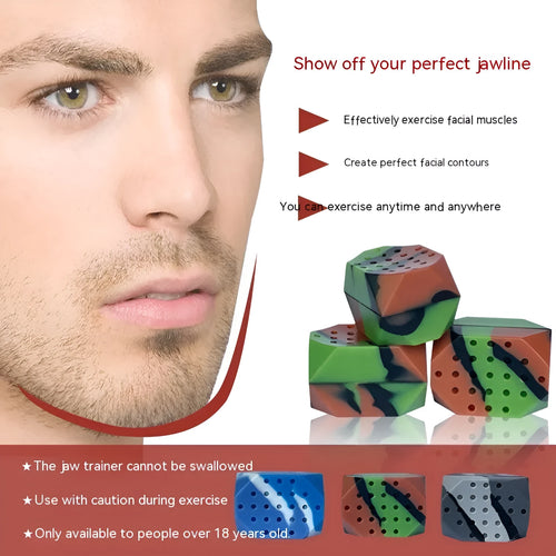 Camouflage silicone jaw training balls for facial muscle exercise in transparent two-pack packaging