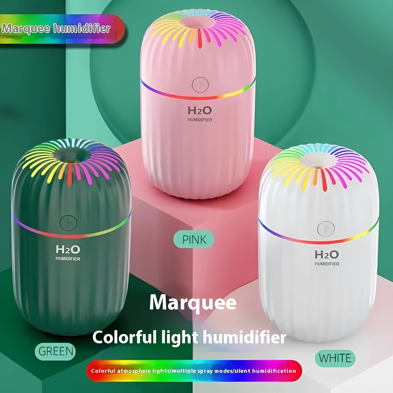 Small green animal-shaped USB humidifier for car and desktop use.