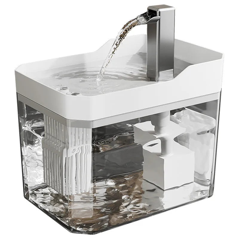 Automatic cat water fountain with transparent cover and circulating water filter system