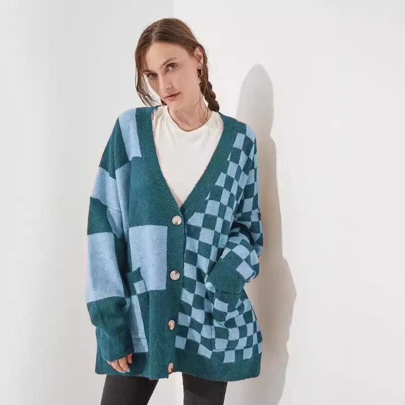 Loose fit cardigan knitwear in polyester-spandex available in six colours