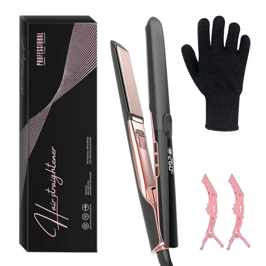 207℃ negative ion hair straightener with temperature display and ceramic plates