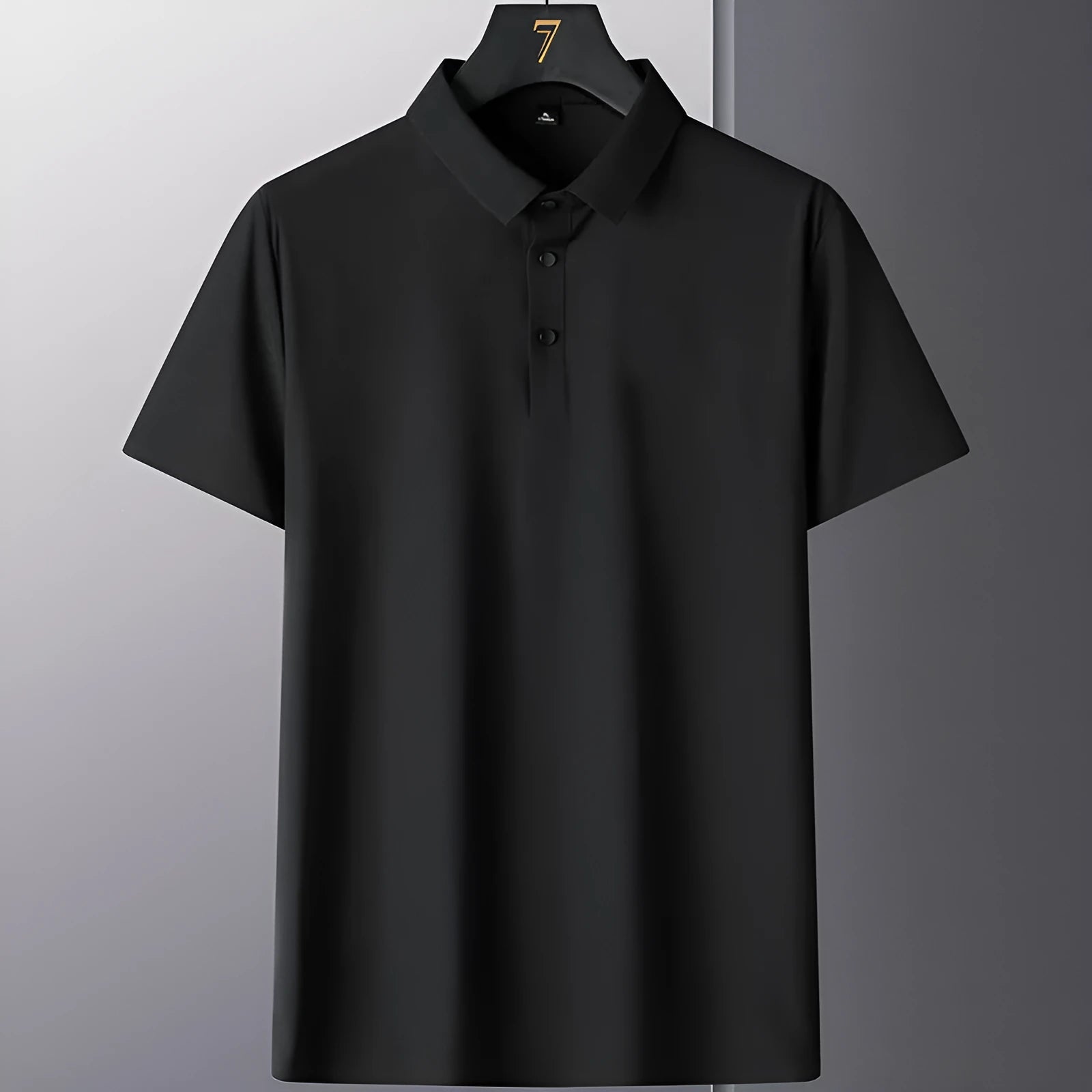 Man wearing a solid colour non-ironing short sleeve business casual shirt in a professional setting.