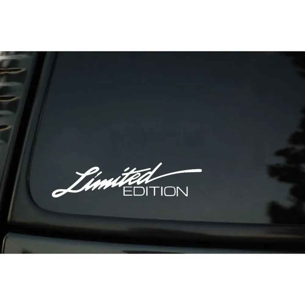 Reflective plastic bumper sticker in black, white, and colourful options showing 16cm length.
