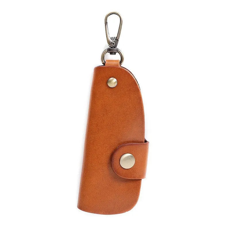 Handmade genuine leather car key storage bag in short length dimensions with colour options