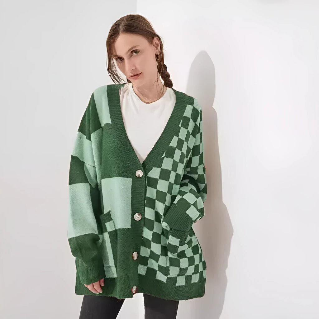 Loose fit cardigan knitwear in polyester-spandex available in six colours