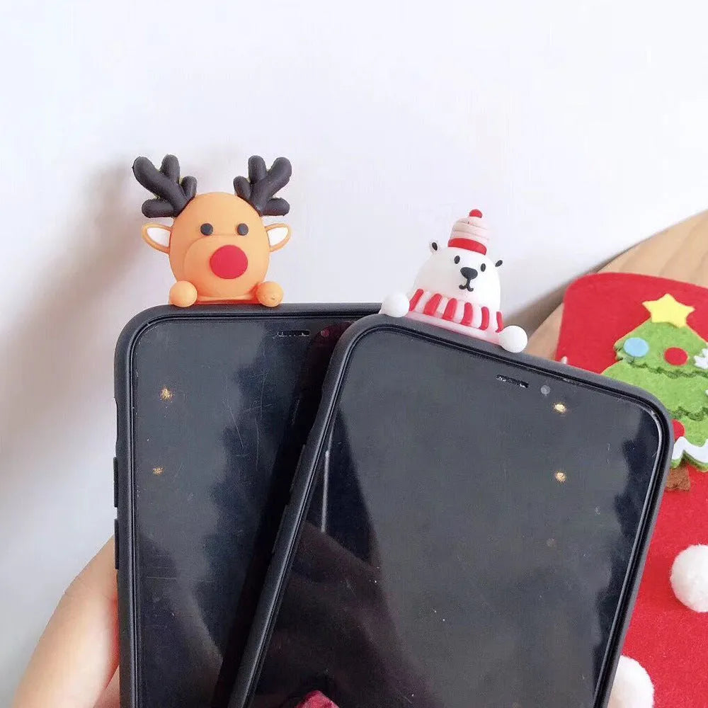 Christmas themed silicone phone case for iPhone with holiday designs