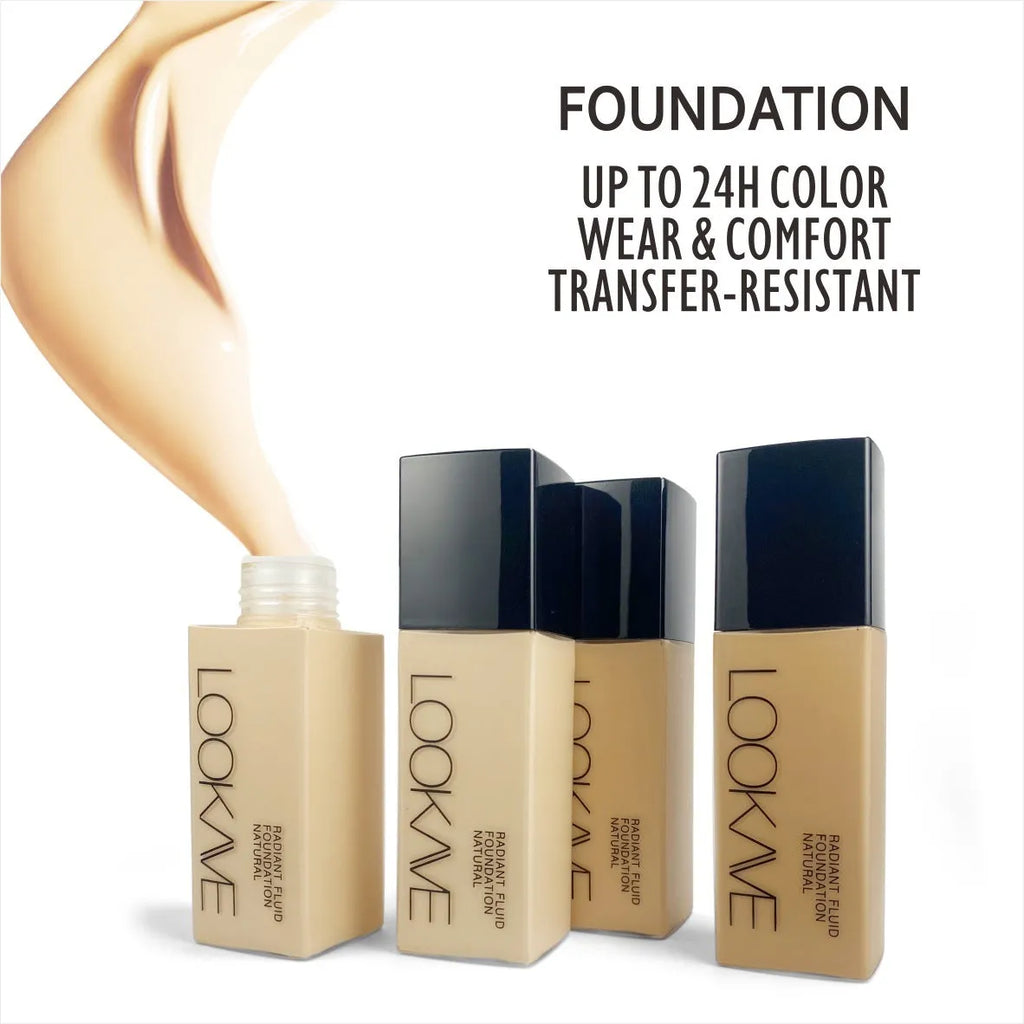 LOOKAVE matte liquid foundation bottle in 21g size showing cream formula
