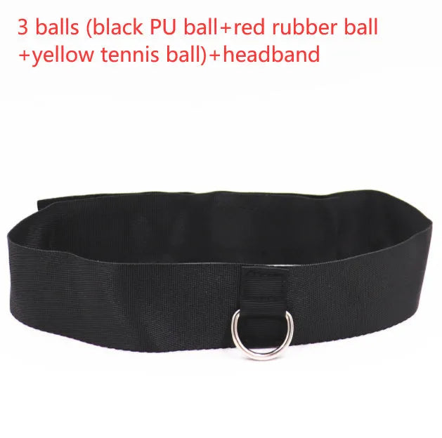Head-mounted boxing reaction training set with adjustable headbands and multiple ball options including PU soft balls and tennis ball
