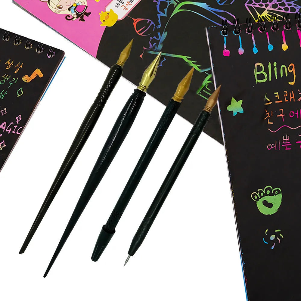 PS plastic scratch art pen for children's drawing activities on scratch paper