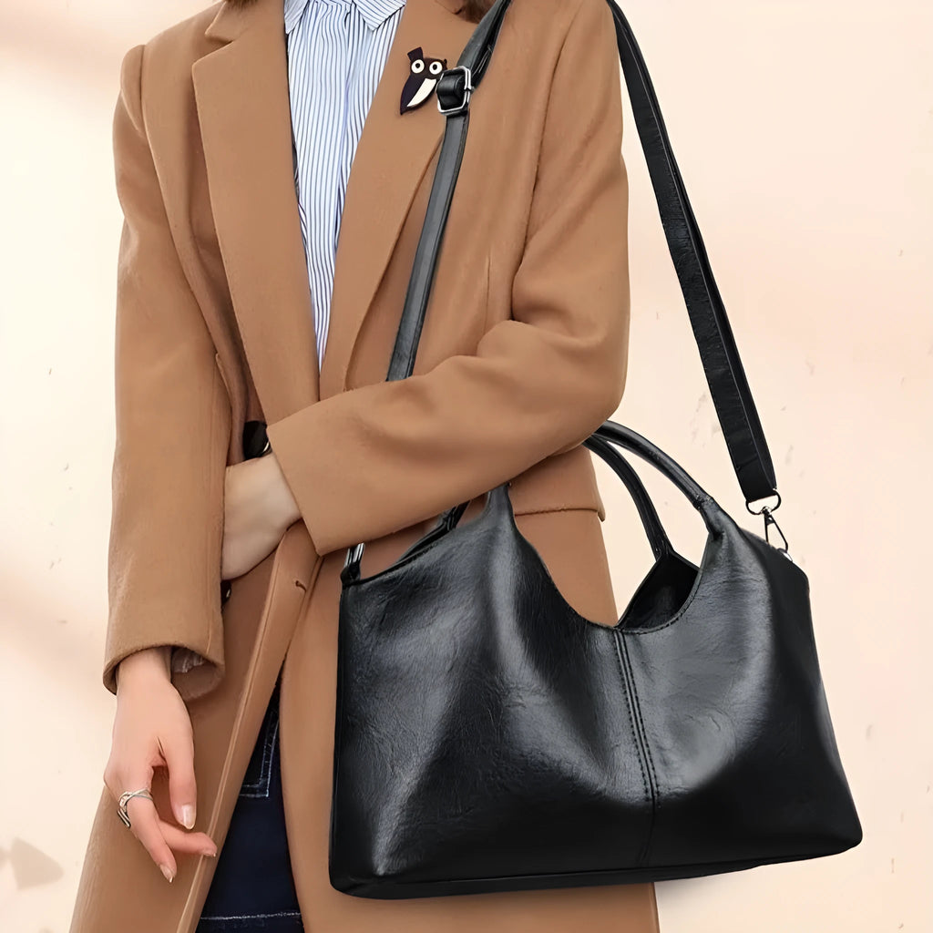 Genuine leather women's cross-body bag in seven colour options with soft texture and large capacity