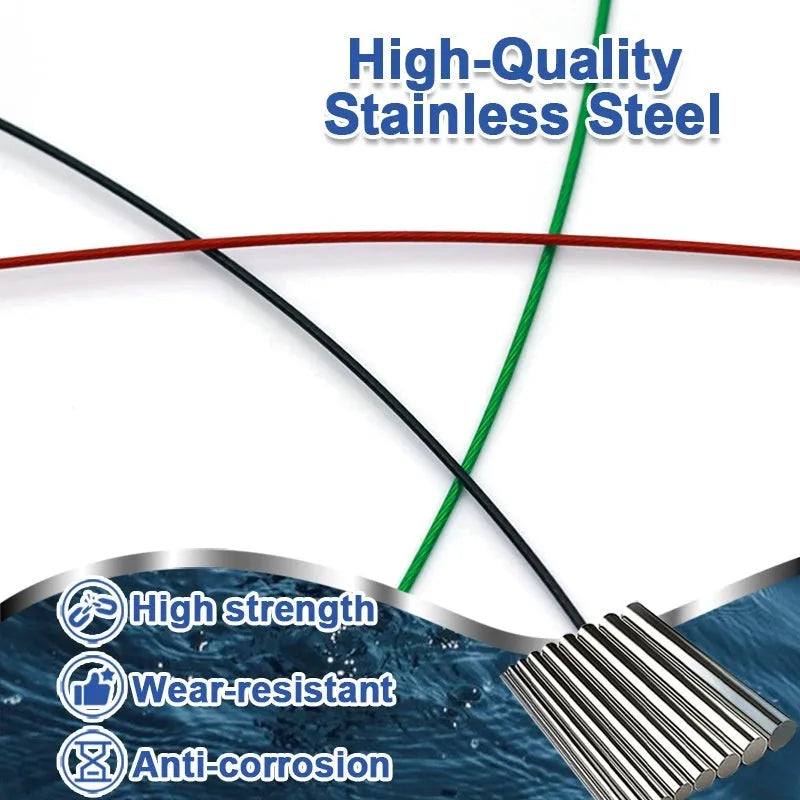 Green, black and red anti-bite steel wire fishing double buckle pins measuring 54cm