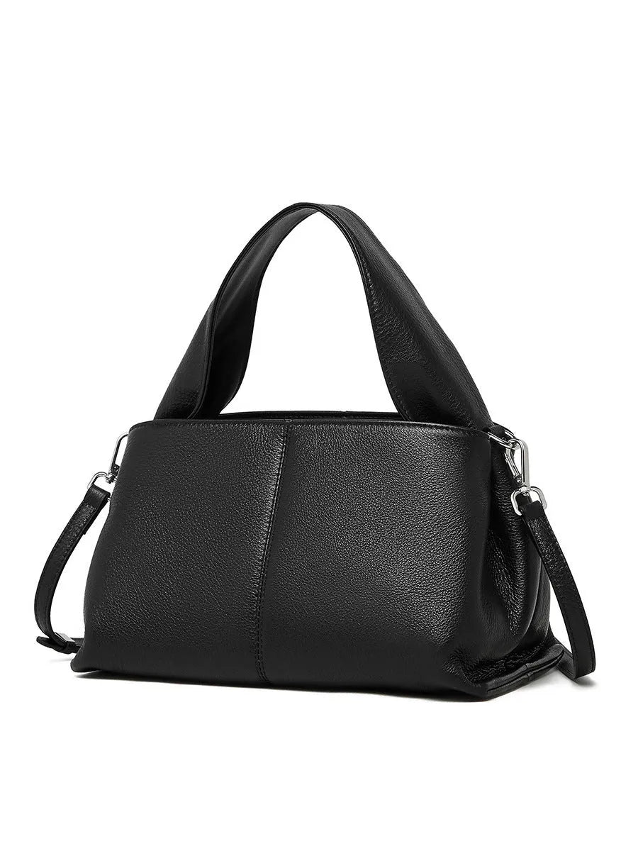Women's retro texture cowhide messenger bag in horizontal square shape with shoulder strap