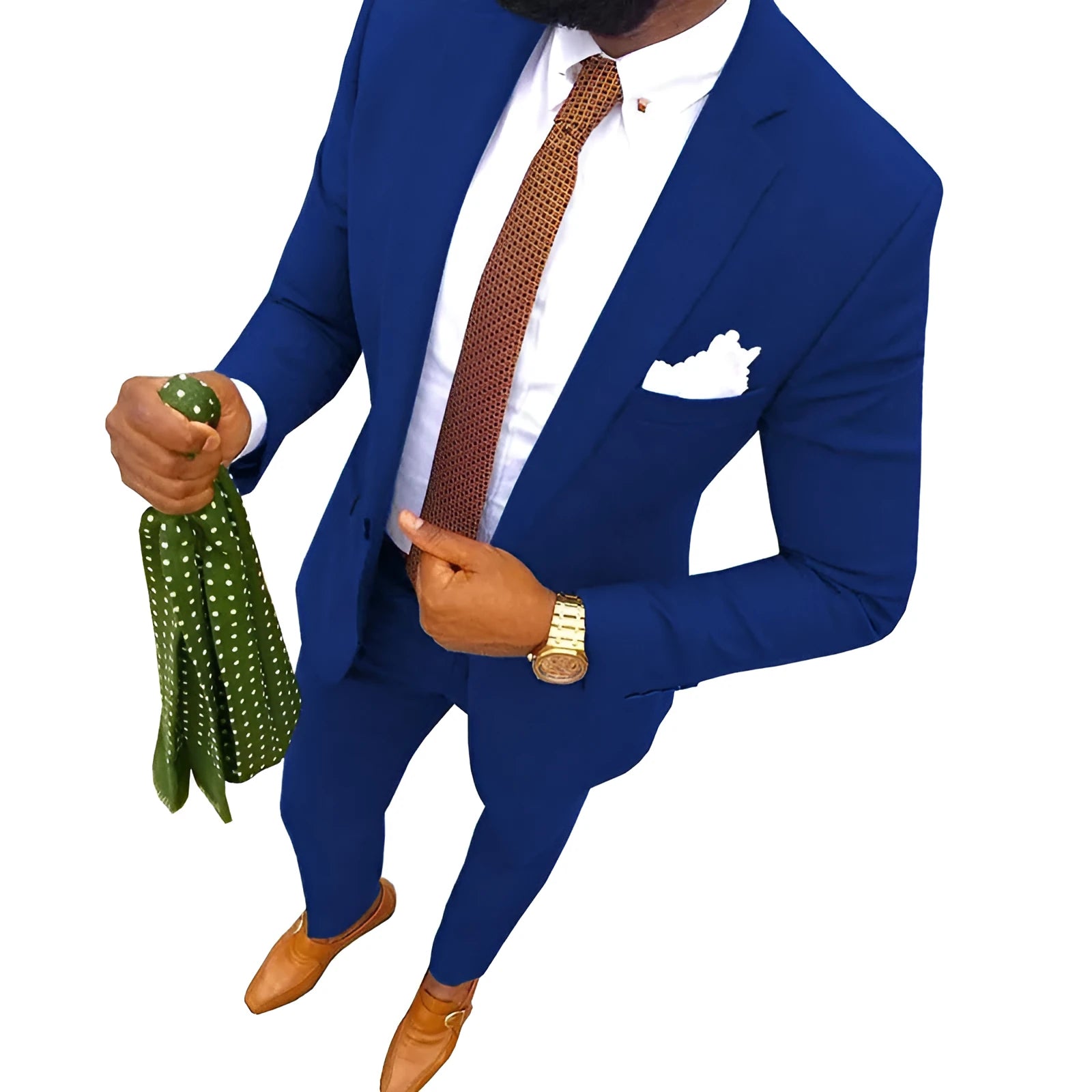 Men's formal two-piece suit jacket and trousers in multiple colours for banquet and wedding occasions