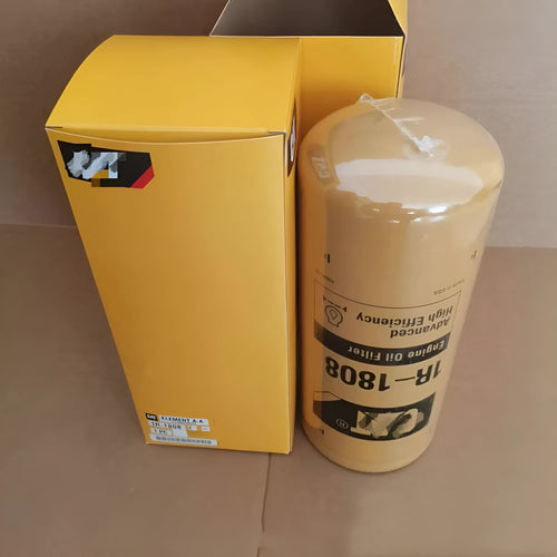 Carter brand 1R-1808 metal oil filter element for excavator replacement.